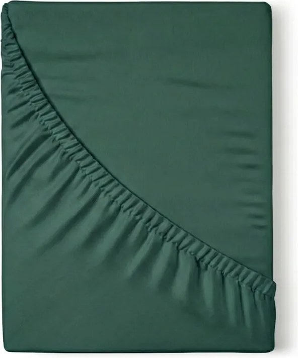 Kvalitex Saténové prestieradlo s gumou tmavozelená, 160 x 200 cm