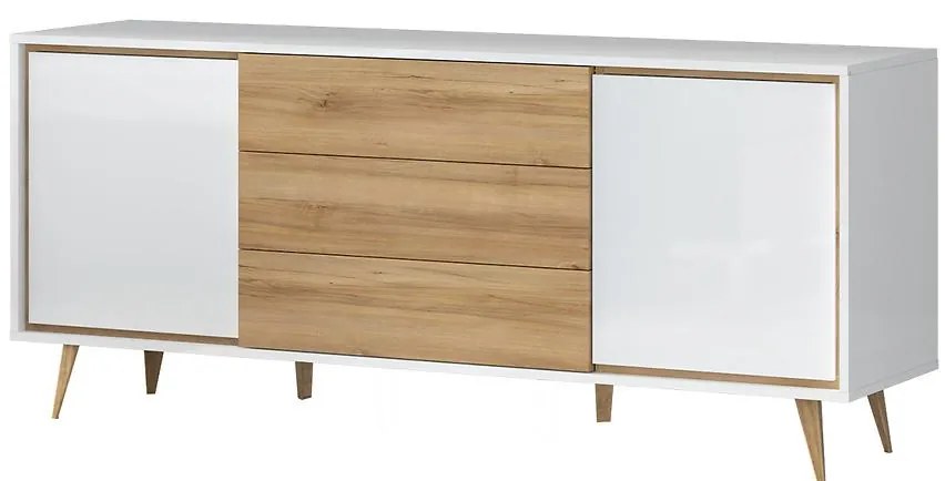 Komoda VidaK23 lakované pacific walnut/crystal white