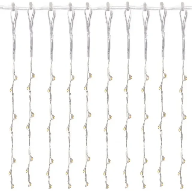 SPRINGOS LED svetelný záves Nano kvaple - 3x2m, 400LED, 8 funkcií, teplá biela