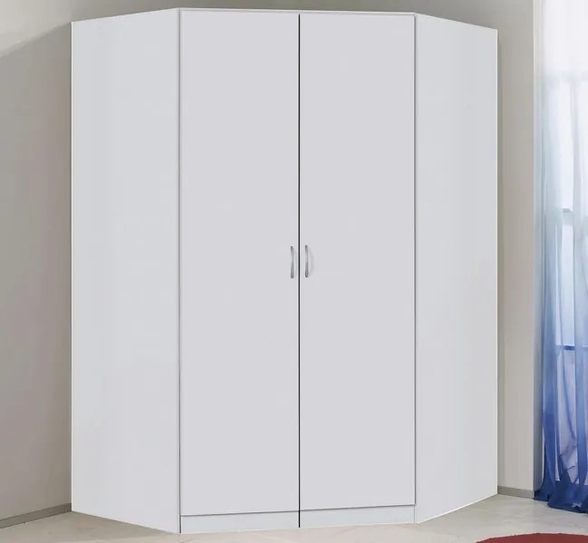 Rohová šatníková skriňa Case, biela