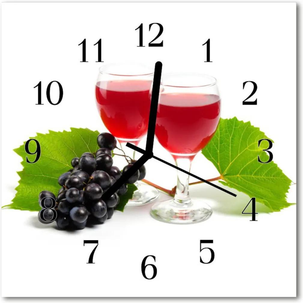 Sklenené hodiny štvorcové  Hrozno pre víno