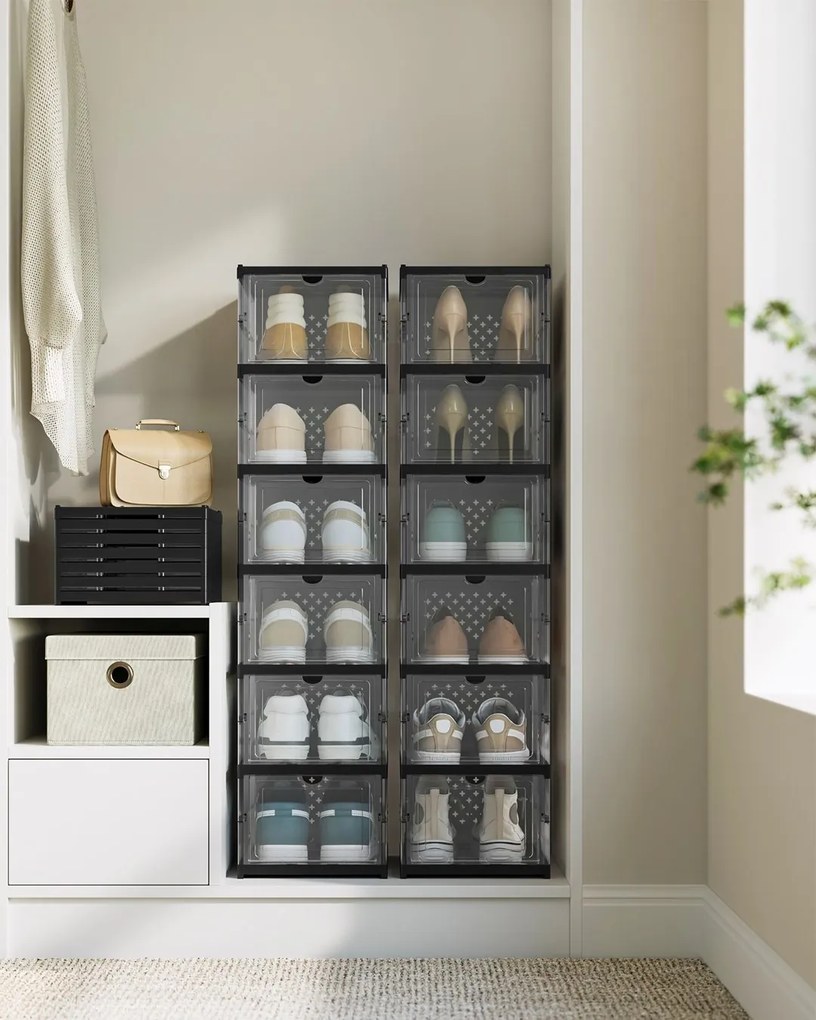 Úložný box Axel, sada 12ks, 35,5x25,6x17,6 cm, čierna
