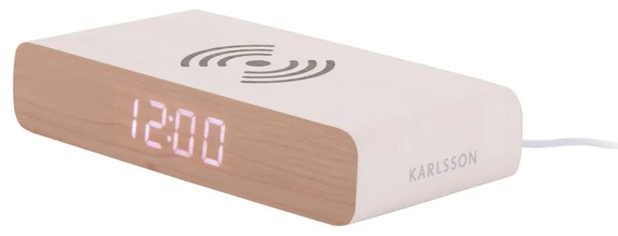 Digitálny budík s bezdrôtovou nabíjačkou Retro Flat LED – Karlsson