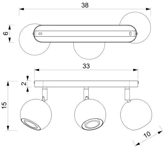 Bodové svietidlo COMET 3xGU10/8W/230V čierna/lesklý chróm