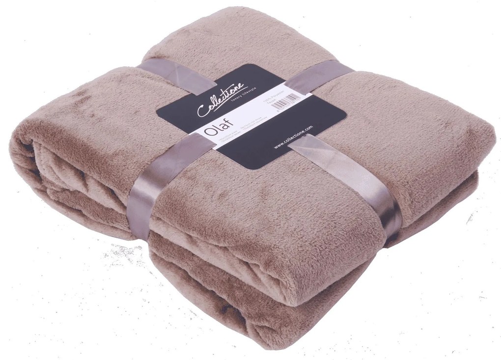 Taupe plyšový pléd Olaf taupe - 150 * 200 cm