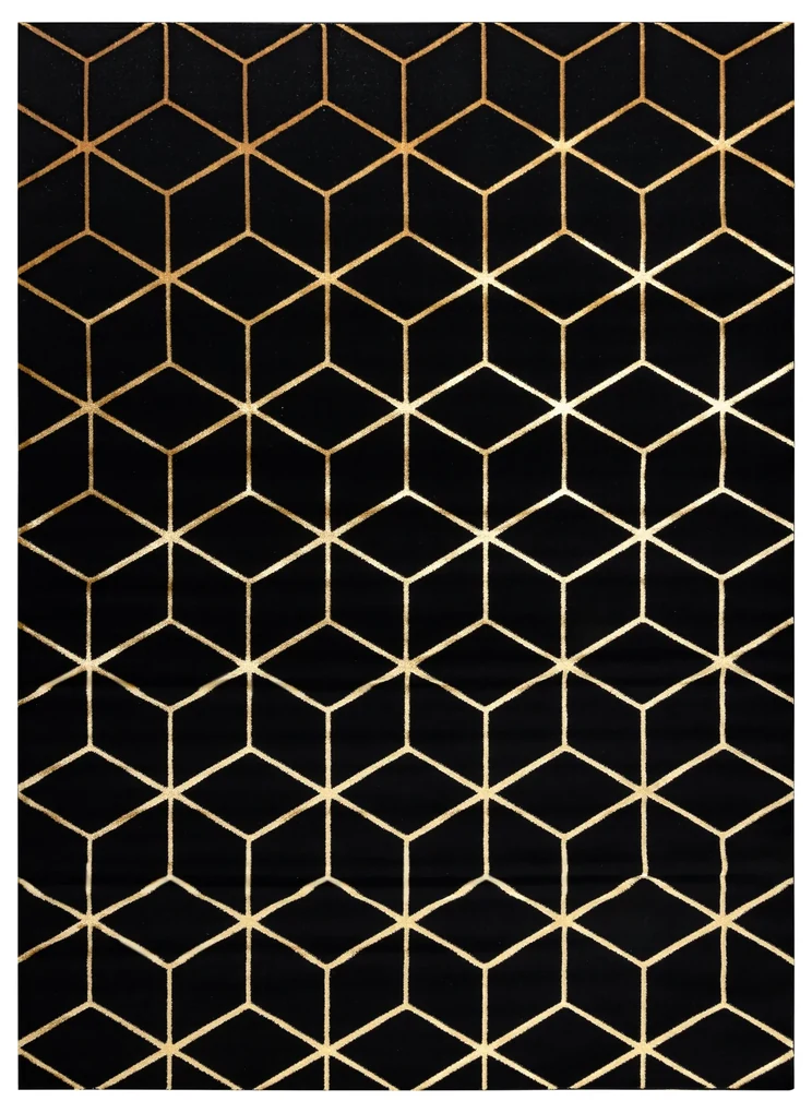 Koberec, Behúň GLOSS 409C 86 Kocky, glamour, art deco čierno / zlatý