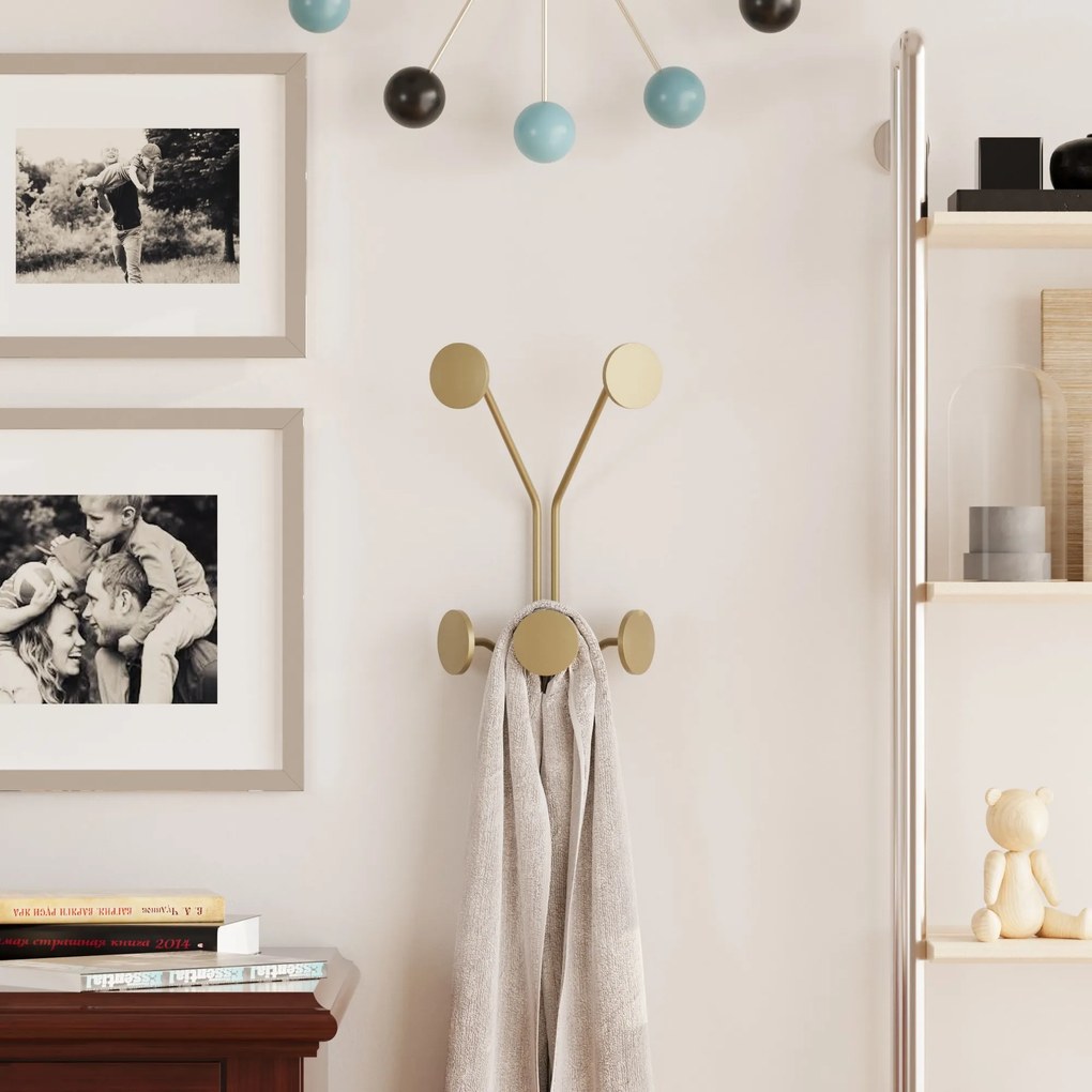 Nástenný kovový háčik Giraffe 24 cm zlatý