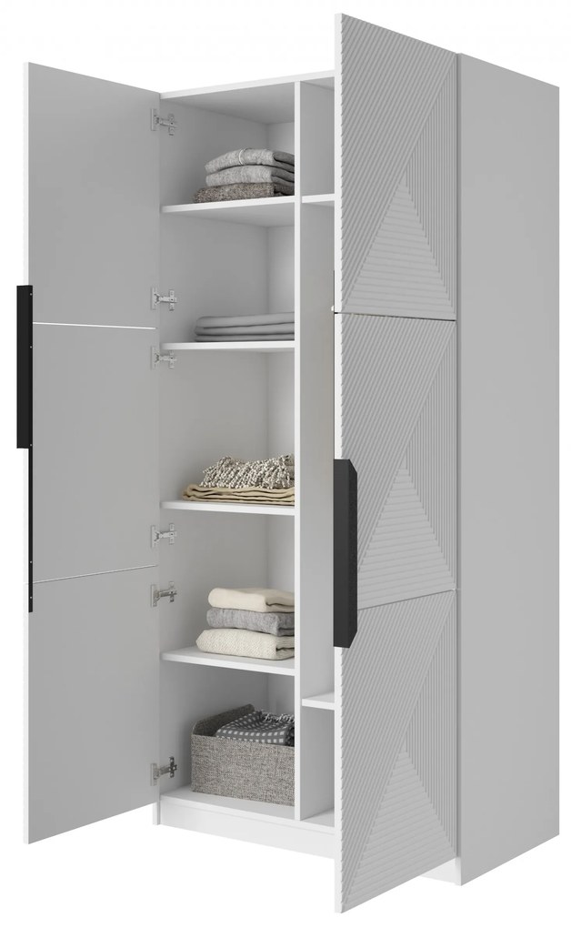 Skriňa Asha 100 cm - biely mat / čierne úchytky