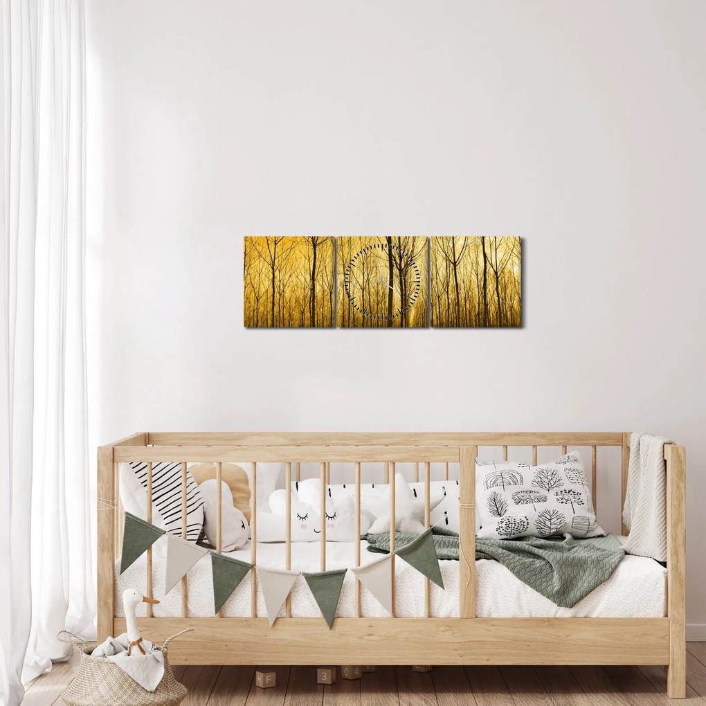 Obraz - Plantáž stromov (s hodinami) (90x30 cm)
