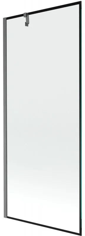 Mexen Next, 1-krídlová vaňová zástena 80 x 150 cm, 6mm číre sklo - čierny vzor, brúsená grafitová, 895-080-000-00-70-66
