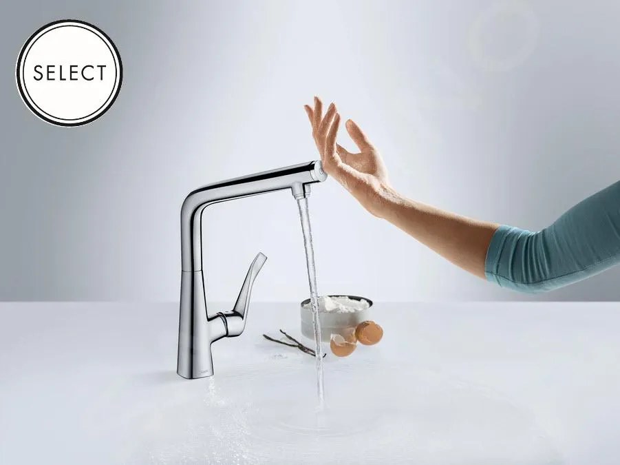 Hansgrohe M81, drezová batéria Aquno Select s výsuvnou koncovkou a plochým sprchovým prúdom, vzhľad nerezový 73837800