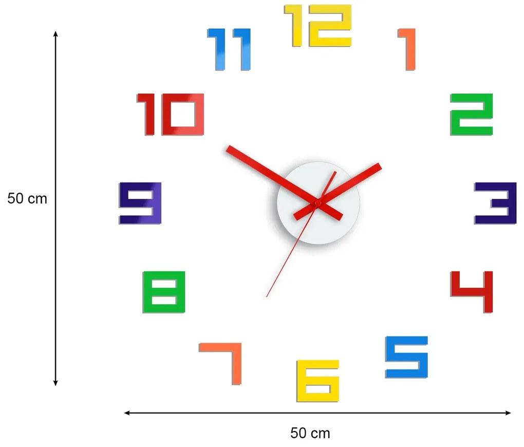 3D nalepovacie hodiny Digit farebné