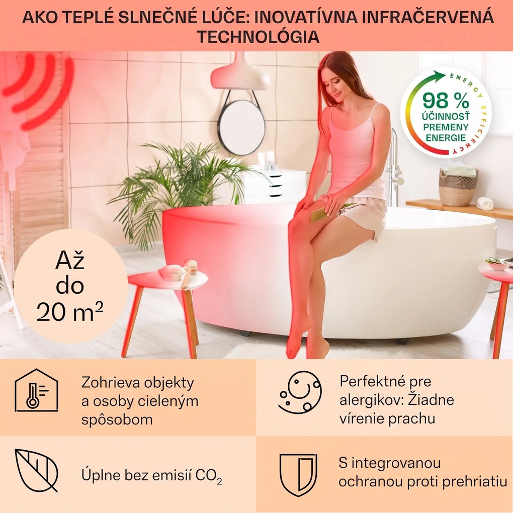 Klarstein Hotrod, infračervený orievač, 60 x 80 cm, 1000 W, 20 m², IP24, oceľ