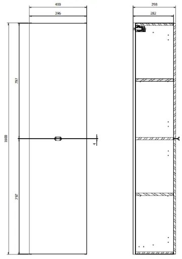 Cersanit S598-049-DSM - Závesná kúpeľňová skrinka MALIKA 160x40 cm dub
