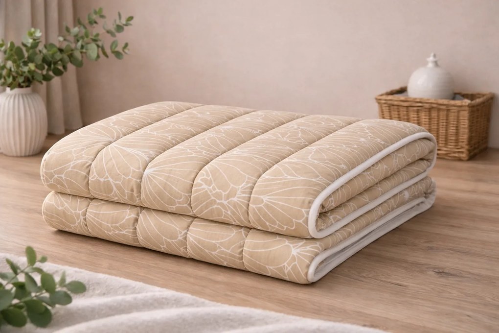 INTERMEDIC SK Celoročný paplón z mikrovlákna Béžový kvet 140x200 cm