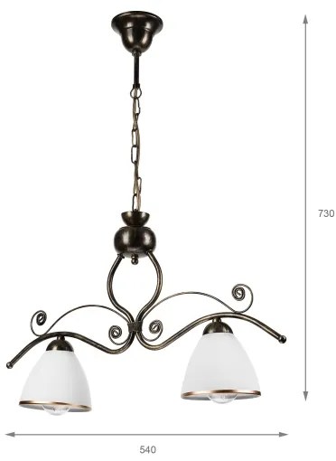 Luster na reťazi RETRO 2xE27/60W/230V bronzová/patina