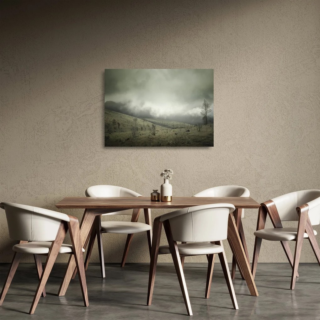 Sklenený obraz krajiny pred búrku (70x50 cm)