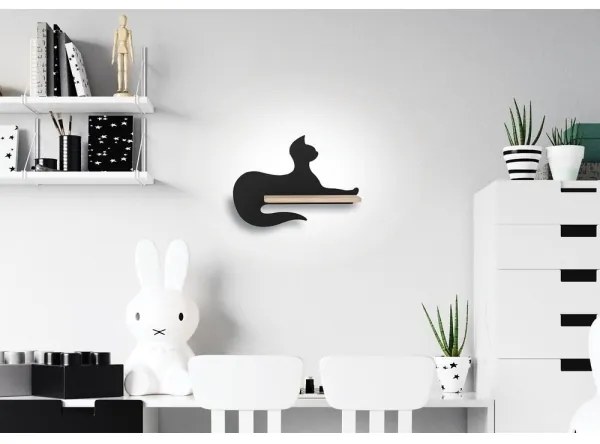 LED Detské nástenné svietidlo s poličkou BLACK CAT LED/5W/230V
