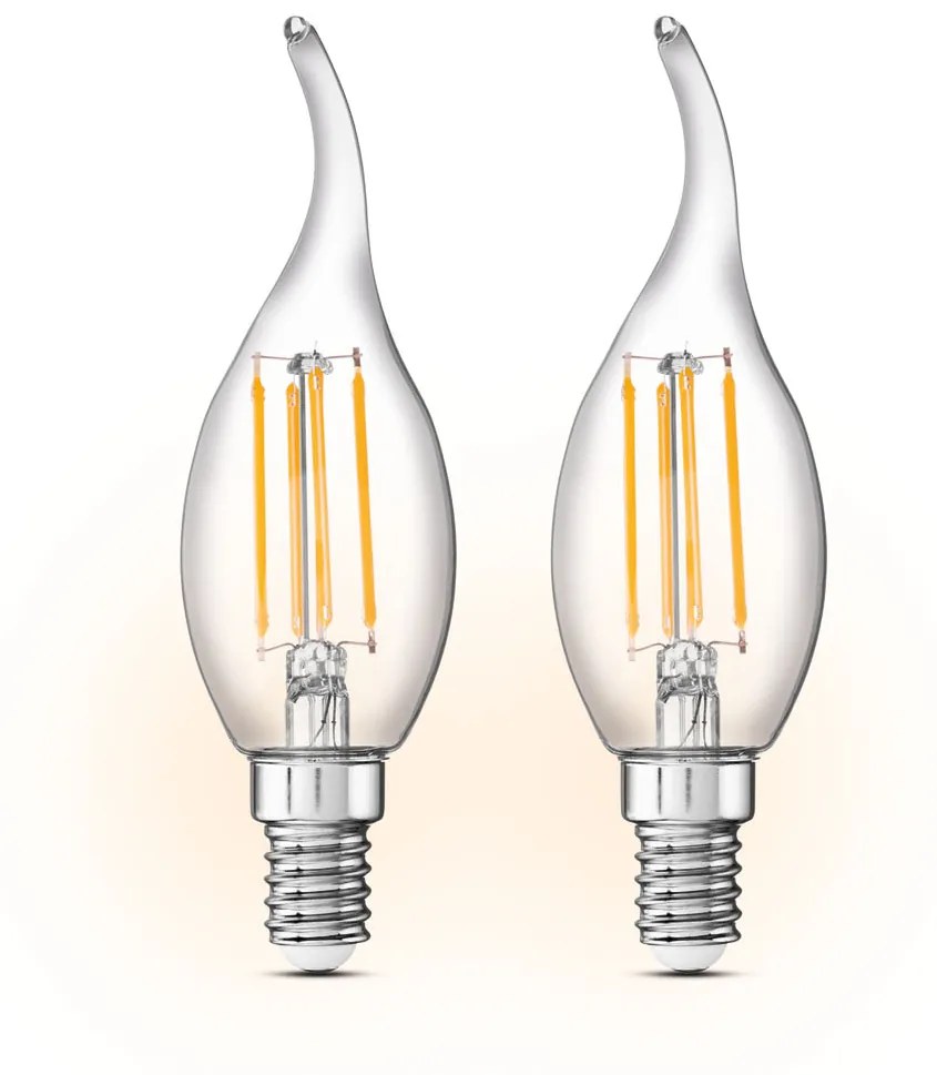 Livarno Home LED filamentová žiarovka, 2 kusy / 1 kus (plameň sviečky / E14 / 2 kusy) (100335819)