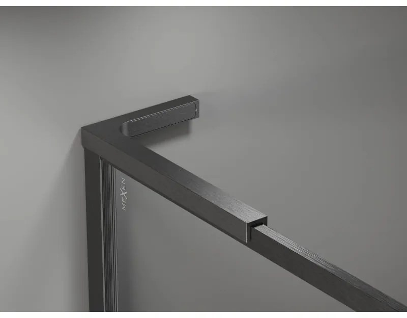 Mexen, Mexen Kioto-F L sprchová stena s rámom 50 x 202 cm, priehľadná 8 mm, pištoľovo sivá kartáčovaná - 800-050-174-66-00