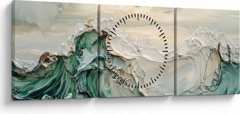 Obraz - 3D abstrakcie mora (s hodinami) (90x30 cm)