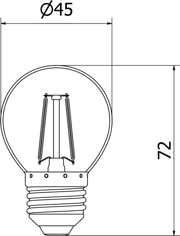 Mexen Vintis, LED filamentová žiarovka E27, G45, 2 W, teplá biela 2700K, číra, L156-E27-0227-00