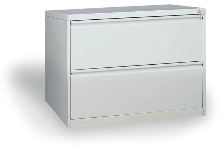 Dvojradová kovová kartotéka A4, 2 zásuvky, sivá