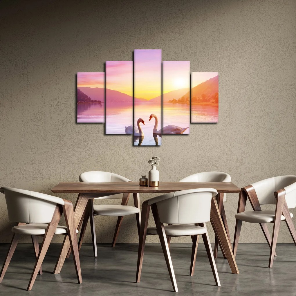 Obraz zamilovaných labutí (150x105 cm)