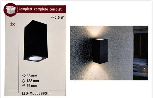 Paulmann 94328 - 2xLED/2,8W IP44 Vonkajšie nástenné svietidlo FLAME 230V antracit