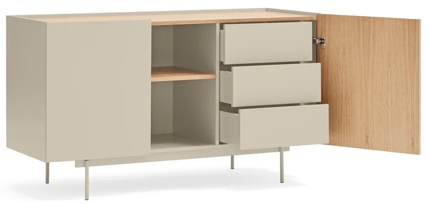 Nízka komoda v dekore duba v béžovo-prírodnej farbe 130x78 cm Otto – Teulat