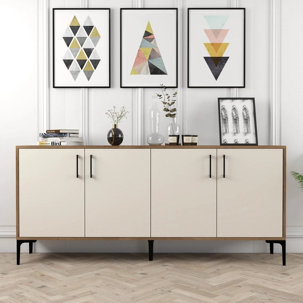 Konzolový stolík Kiev - Walnut, Cream