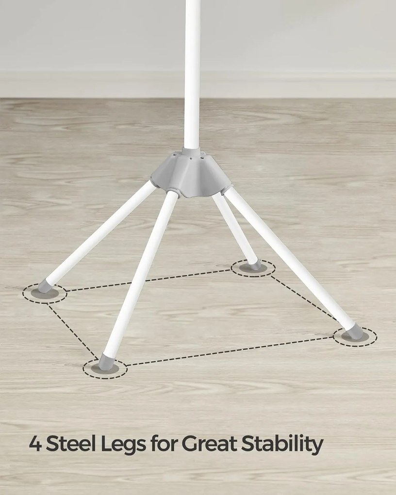 Sušiak na bielizeň s 3 otočnými ramenami na vešiaky, výška 150 cm, sivo-biely