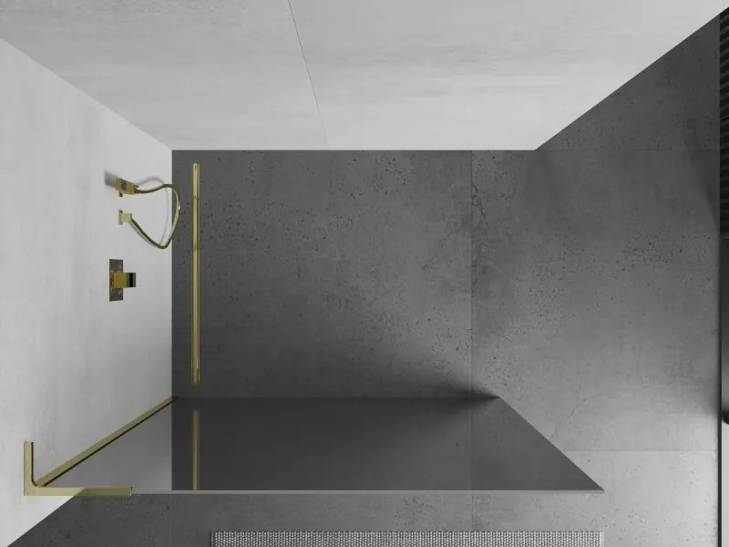 Mexen Kioto L, sprchová zástena Walk-In 70 x 200 cm, 8mm sklo vzor zrkadlo, zlatý lesklý profil,800-070-103-50-50