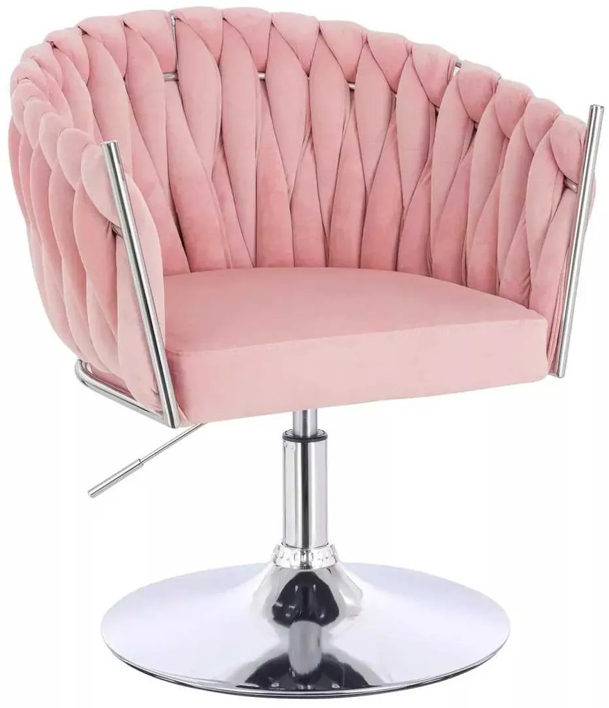 LuxuryForm DESIGN Stolička NORDEN VELUR na striebornom tanieri - ružová