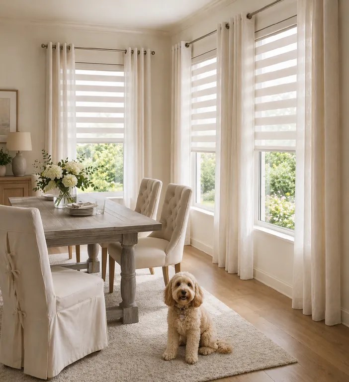 Dekodum Neinvazívna roleta Deň a Noc Soft oceľový DS035 na mieru – bez vŕtania Šírka (cm): 96, Dĺžka (cm): 150, Strana a farba mechanizmu: Práva – Biela