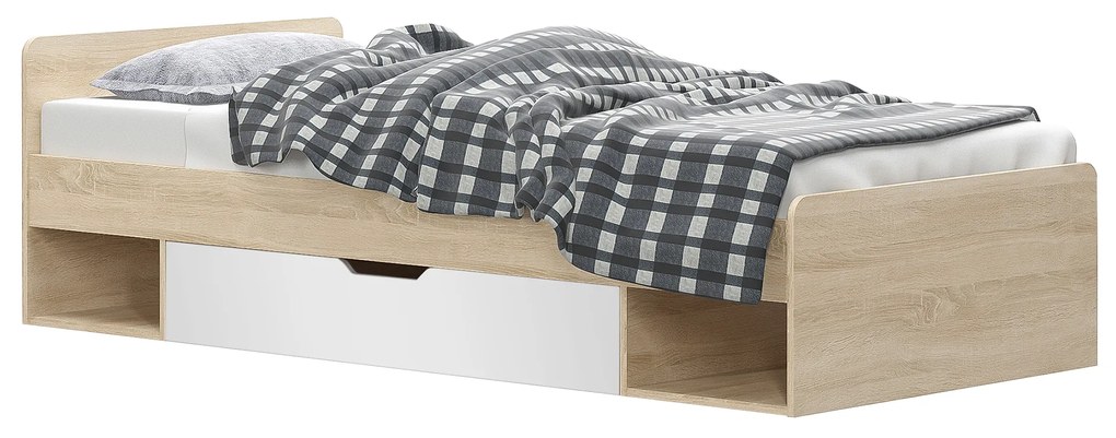 Jednolôžková posteľ 90 cm Thornham  1S/90 (dub sonoma + biela) (s úl. priestorom). Vlastná spoľahlivá doprava až k Vám domov. 1006308