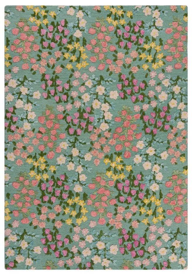 Ručne tkaný vlnený koberec v mentolovej farbe 200x290 cm Emilia Floral – Flair Rugs