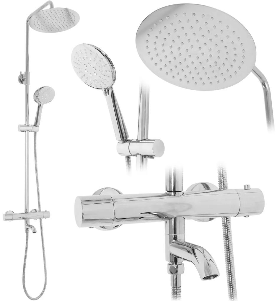 Sprchový set s termostatom Rea Lungo chróm - vaňová batéria, dažďová a ručná sprcha