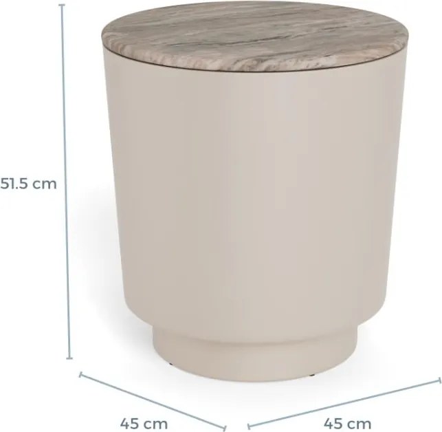 Konferenční stolek Cangas 45 cm béžový mat/hnědý mramor lesk