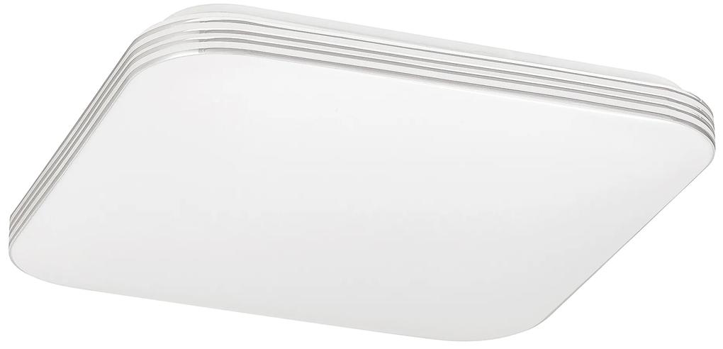 RABALUX Stropné LED osvetlenie OSCAR, 18W, denná biela, 35x35 cm, hranaté, chrómované pruhy