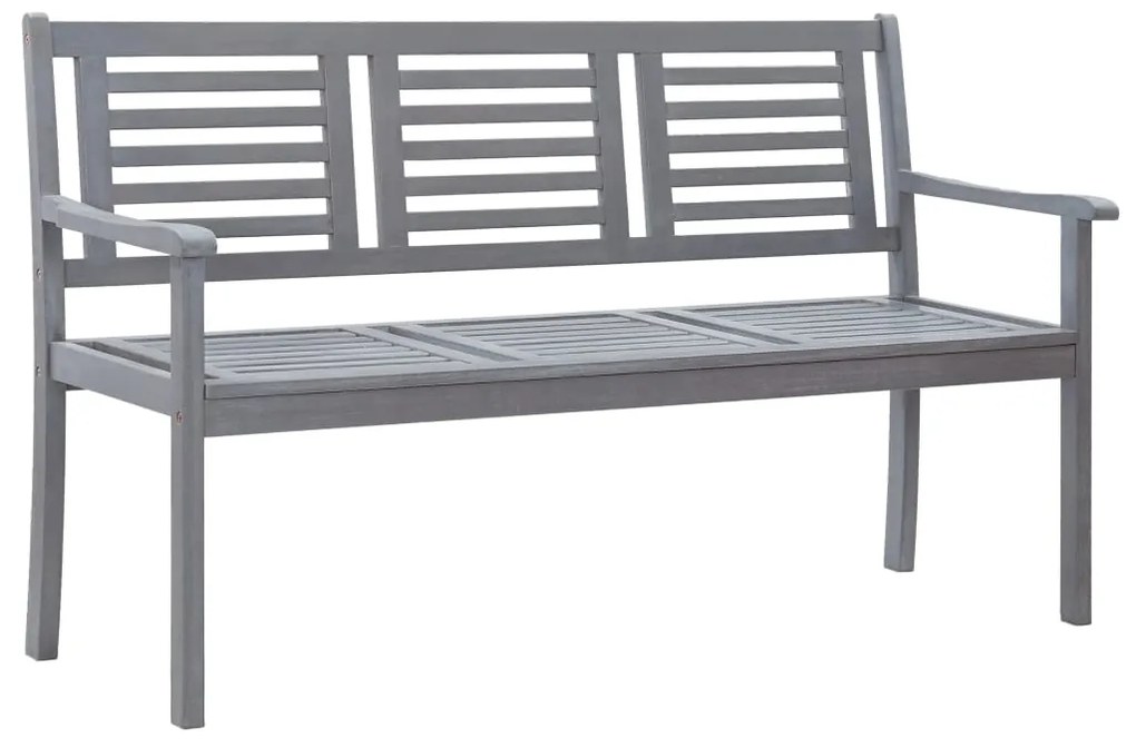 vidaXL 3-miestna záhradná lavička 150 cm, sivá, eukalyptový masív