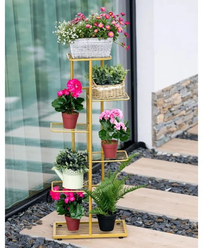 Kondela Kovový stojan na kvety, zlatý, BAMIR TYP 3