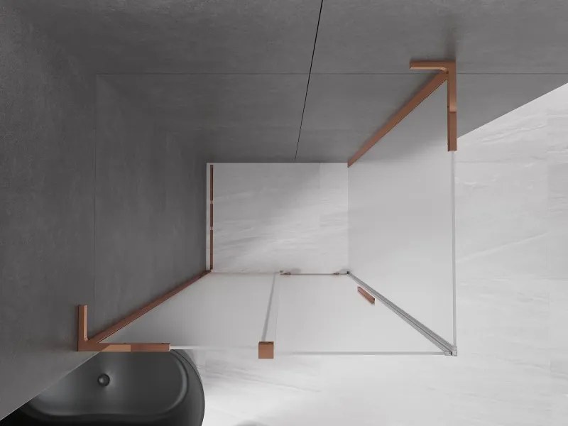 Mexen Velar L, sprchový kút s posuvnými dverami 100 x 85 cm, 8mm sklo námraza, ružové zlato, 871-100-085-33-60