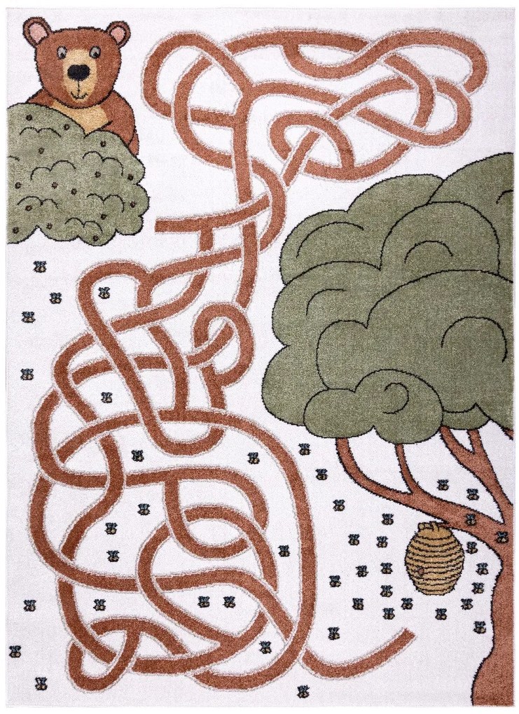 Detský kusový koberec Fun Honey with Bear cream, 200x290, hnedá, detská izba, Dywany Łuszczów