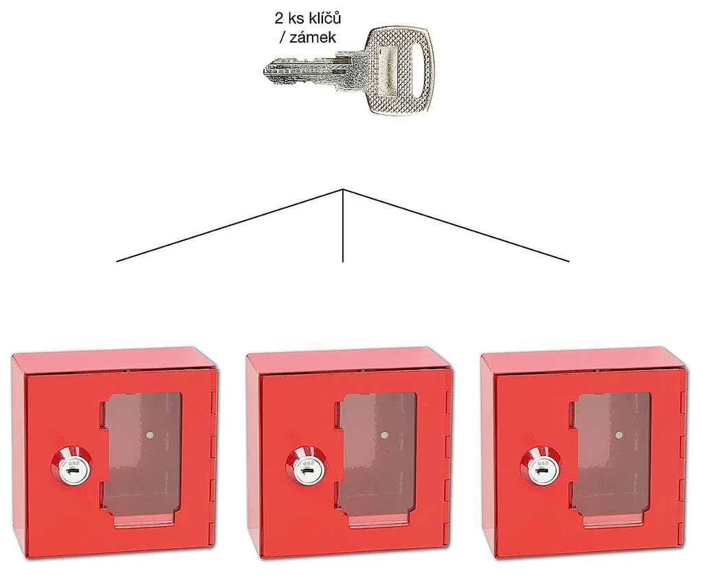 Požiarna oceľová skrinka so sklom na spoločný uzáver - SU RICHTER TS.1010.G.SU (červená), Richter červená