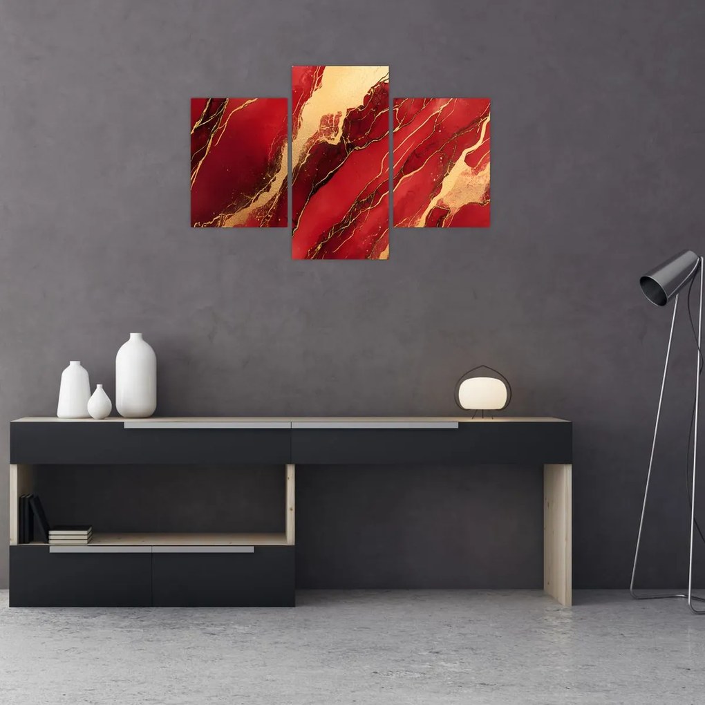 Obraz - Červeno-zlatý mramor (90x60 cm)