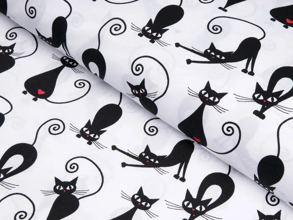 Biante Detská bavlnená obliečka na vankúš s lemom Sandra SA-019 Čierne mačky 40 x 60 cm