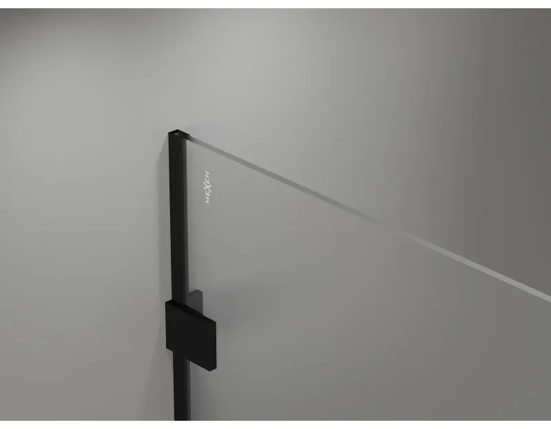 Mexen Lunar sprchová stena ľavá 120 x 200 cm, 8mm číre sklo, čierna matná, 830-120-000-70-00-L