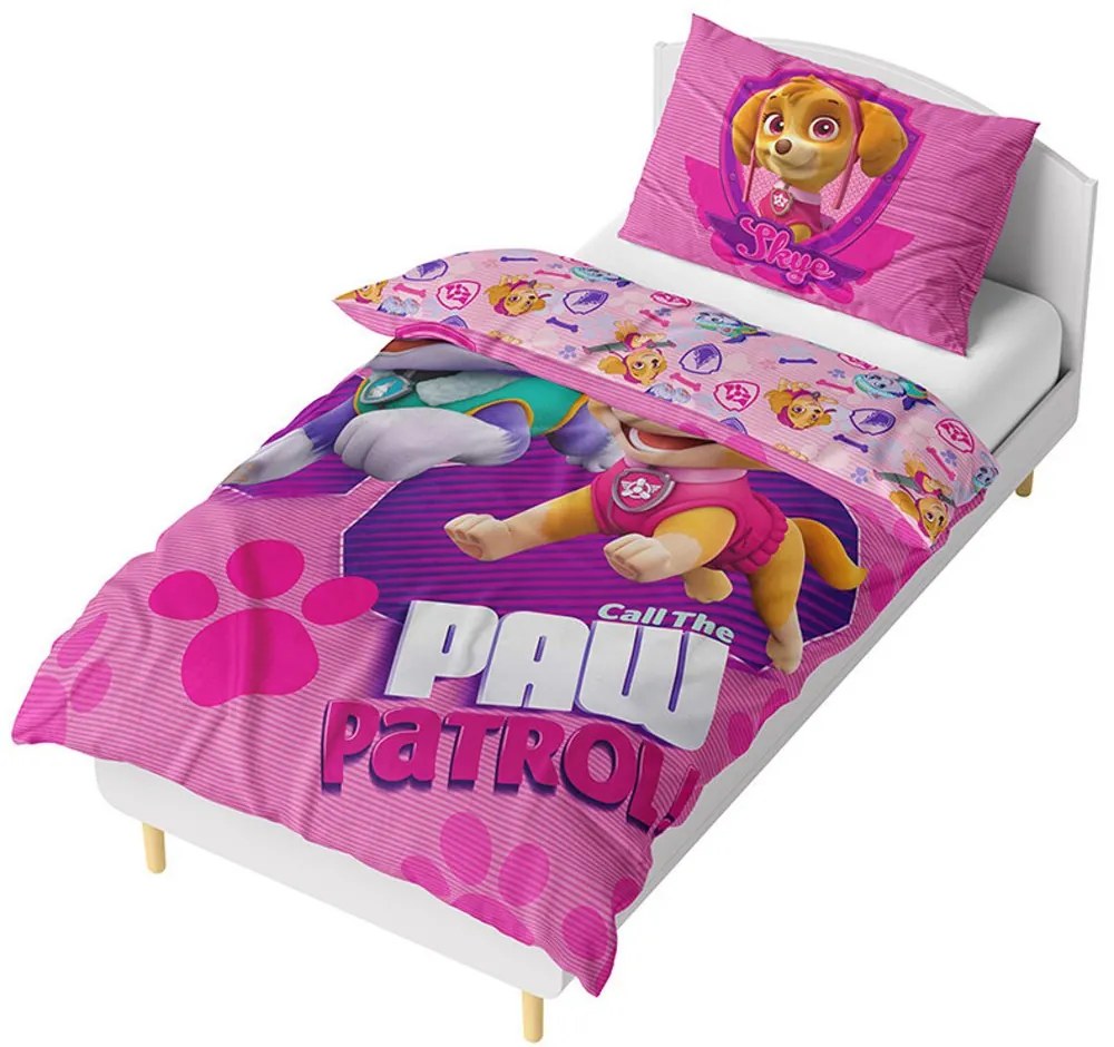 Mikroplyšové posteľné obliečky Tlapková patrola - motív Odvážne záchranárky - 70 x 90 cm + 140 x 200 cm