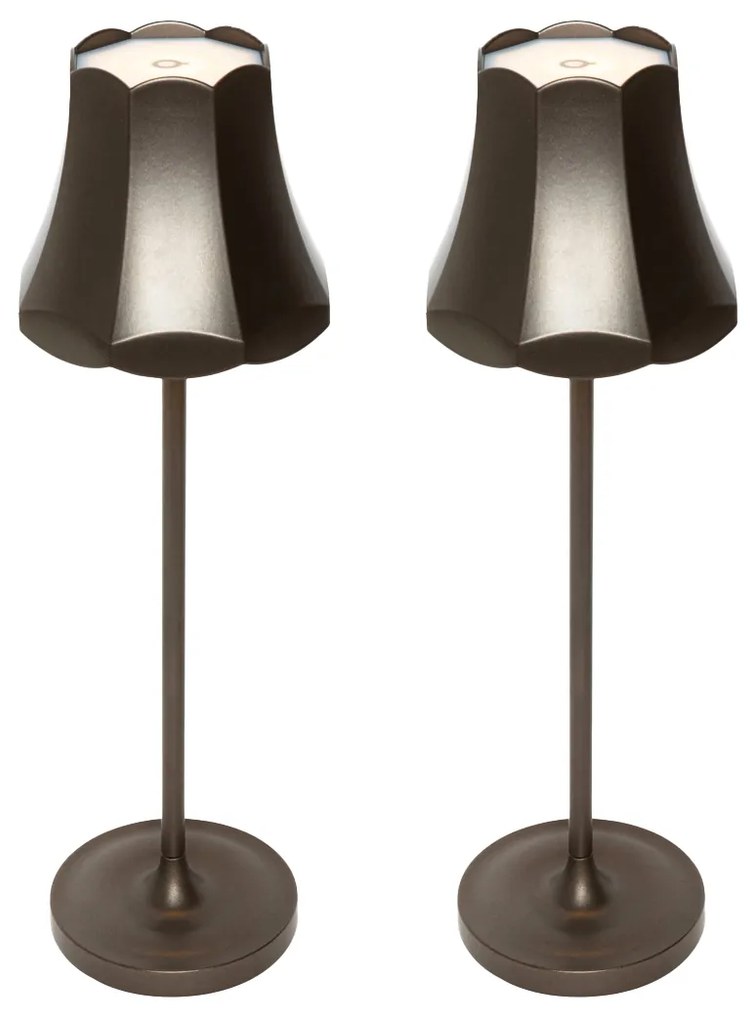 Sada 2 retro stolných lamp tmavá bronz nabíjateľná IP44 - Granny